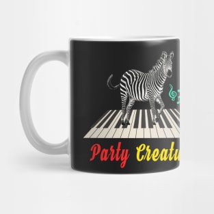 Prancing Zebra on Keyboard Black & White Party Theme Mug